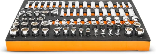 Vista 4 de GEARWRENCH Juego de 89 llaves métricas Drive Master de 1/4 pulgadas en bandeja de almacenamiento de espuma, GWMSSKT14MM (paquete de 6)