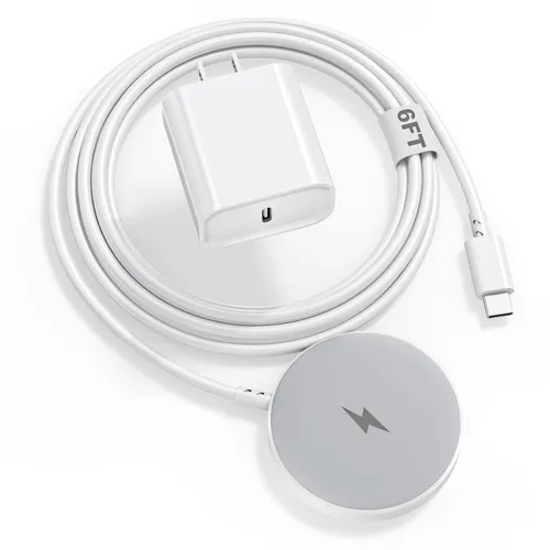 iPhone Magnetic Wireless Fast Charging[Apple MFi Certified] 6FT Wireless Charging Pad with iPhone 17 USB C Charging Block Apple 15W 6FT Magnetic