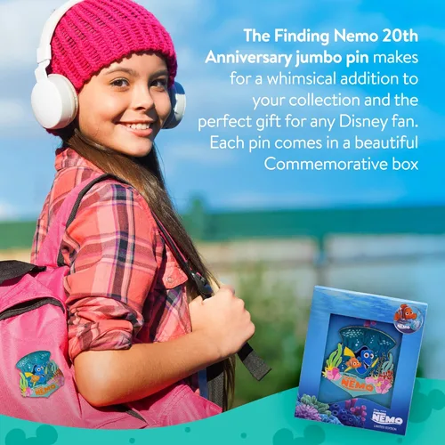 Vista 3 de Disney Pixar Finding Nemo - Pin de 20 aniversario, paquete de 1, pieza de coleccionista de edición limitada, joyería temática con Dory y Marlin