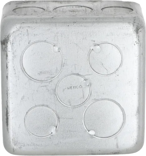 Vista 4 de Hubbell-Raco 239 Caja cuadrada de plenum de 4 pulgadas, once knockouts de 1/2 y cinco de 3/4 pulgadas, dibujada, 2-1/8 pulgadas de profundidad, gris