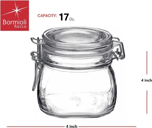 Vista 2 de Bormioli Rocco Fido frasco de vidrio transparente con junta de 85 mm, 0.5 litros (Paquete de 2)