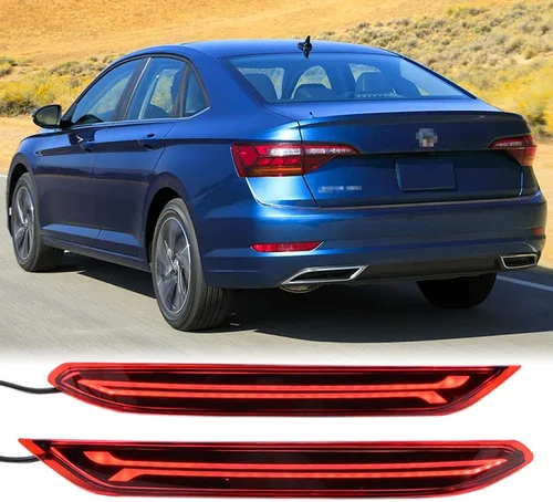 Dreamseek Reflector LED de luz trasera compatible con Volkswagen VW Jetta 2019 2020 2021 2022 lámpara de freno de parachoques trasero con señal de