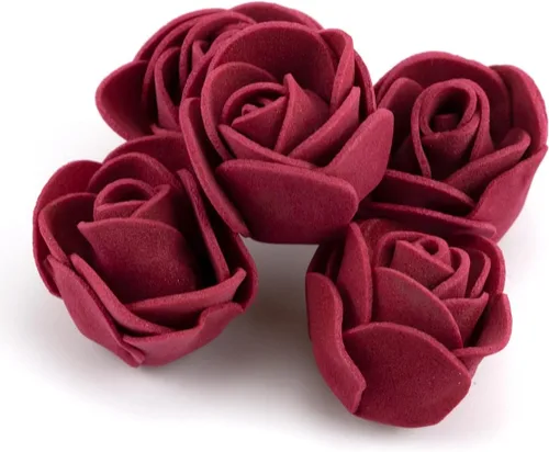 Vista 3 de IFAMIO 100 piezas de rosas artificiales de espuma color burdeos, mini flores falsas, cabezas de rosas artificiales artificiales para ramos