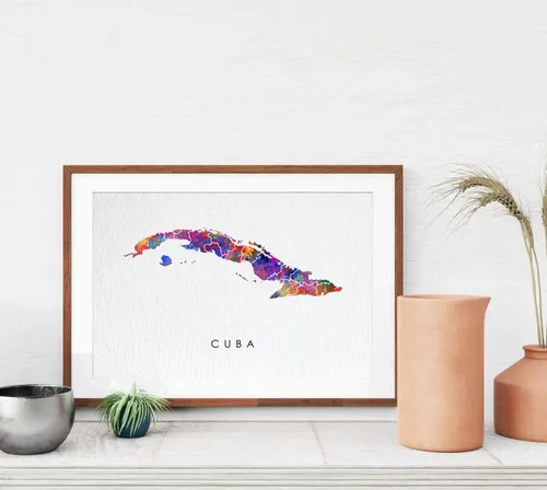 Vista 3 de Dignovel Studios Póster de acuarela de 8 x 10 sin marco, mapa, patria, país, Caribe, Mar de América Central, ilustraciones de pared, boda