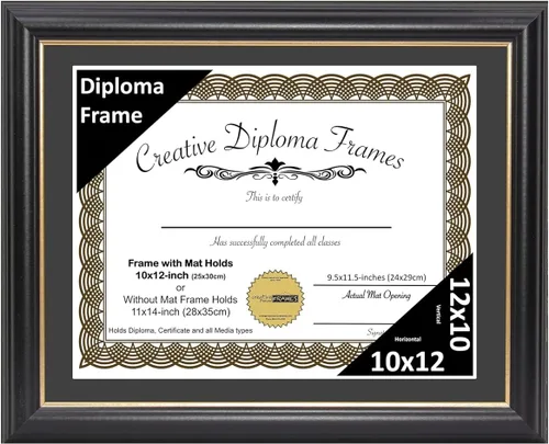 Vista 33 de Creative Picture Frames Marco de diploma Rockefeller de 6 x 8 pulgadas, color negro con borde dorado, muestra un certificado de 6 x 8 pulgadas u