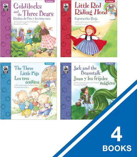 Vista 3 de Carson Dellosa Education Conjunto de libros Keepsake Stories Cuentos clásicos de hadas para niños en español e inglés, Los tres cerditos, Caperucita