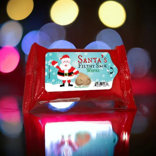 Vista 5 de Santa's Filthy Sack Wipes - Toallitas húmedas navideñas para amigos, tamaño de bolsillo, sin alcohol