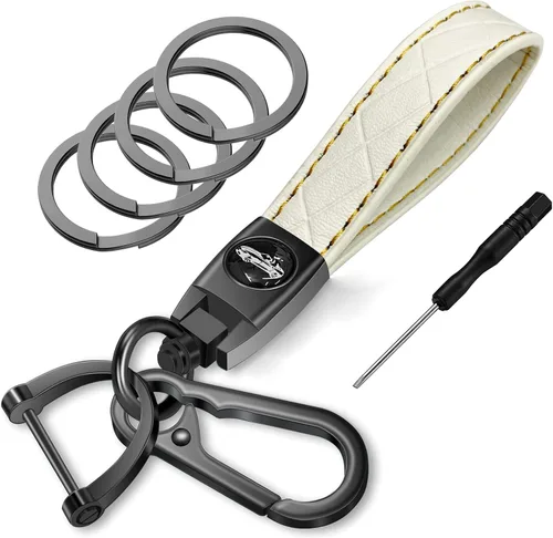 Vista 9 de Idakekiy Llavero de cuero de microfibra con 4 llaveros giratorio de 360 grados, organizador universal para llavero