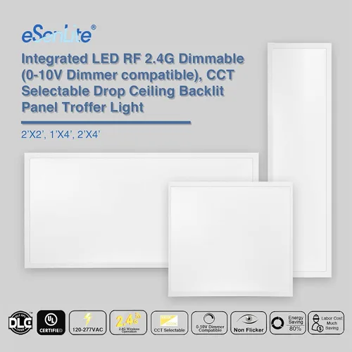 Vista 4 de Luz de panel plano LED 2x4 3000K - 5000K 50W 600W equivalente 0-10V regulable 6500 Lm CCT cambio de color borde iluminado panel LED 120-277V caída
