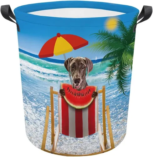 Vista 17 de Cesta plegable con estampado de perro, linda cesta de lavandería Shih Tzu sandía con asa, caja de juguetes, bolsa de almacenamiento para dormitorio