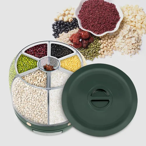 Vista 2 de Tanque grande multigrano, Dispensador de grano seco de arroz de 6 compartimentos, Contenedor de almacenamiento de pellets de alimentos Tanque