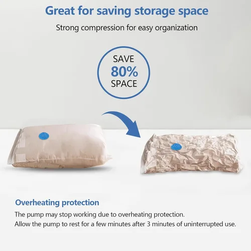 Vista 8 de Bomba de aire eléctrica para bolsas de almacenamiento al vacío, bolsa de almacenamiento al vacío ahorradora de espacio, bomba de vacío para ropa