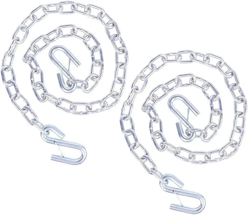 Vista 9 de Cadena de seguridad de acero de grado 30 de 1/4 x 48 pulgadas con ganchos de clip de resorte de 5,000 libras, 2 unidades (1/4 x 48 pulgadas)