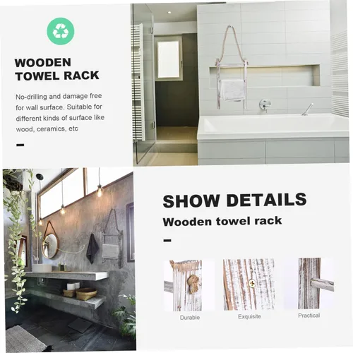 Vista 9 de STOBAZA Toallero de pared para baño, diseño de ahorro de espacio, fácil de instalar, sin taladro, adecuado para cocina, baño, dormitorio