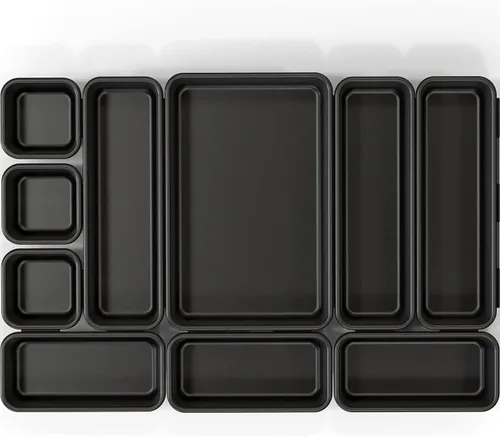 Vista 9 de Simple Houseware Organizador de cajones de escritorio entrelazados, 10 paquetes, color negro