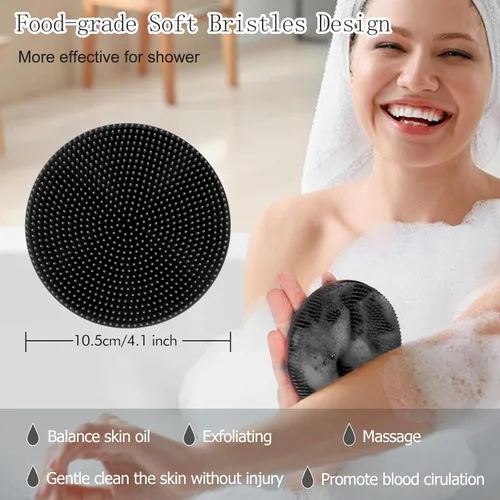 Vista 3 de INNERNEED Cepillo de ducha de silicona suave de grado alimenticio, con masajeador de cuero cabelludo, cepillo de champú, cuidado manual del cuero