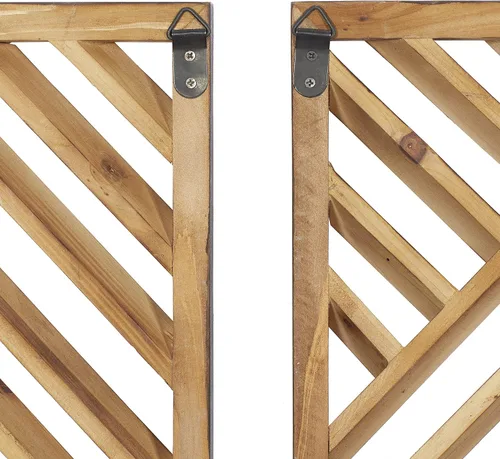 Vista 9 de Deco 79 Decoración de pared geométrica de madera para el hogar, diseño de madera, escultura de pared, juego de 3 arte de pared de 12 pulgadas