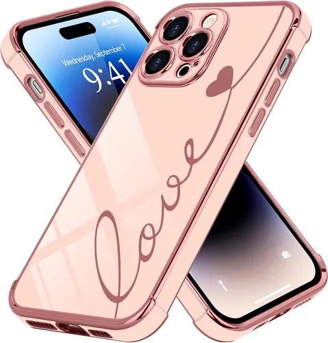 Vista 34 de LCHULLE Funda compatible con iPhone 12 para mujeres y niñas, bonito diseño de corazón de amor con enchapado de lujo, cubierta de TPU suave a prueba