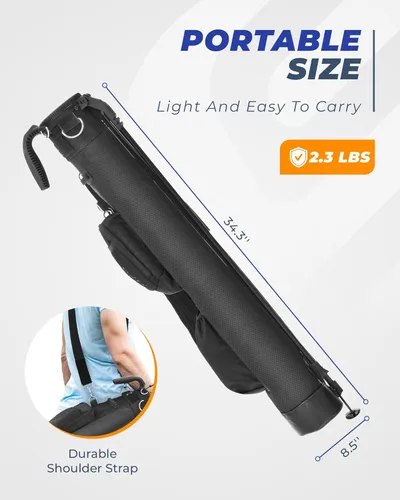 Vista 5 de Bolsa de golf ligera con soporte de Sturdum, bolsa de golf portátil con bolsillo enfriador aislado, fácil de transportar e ideal para campo