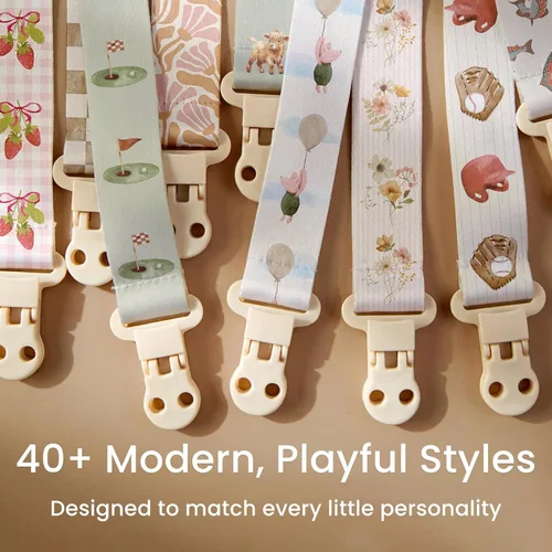 Vista 9 de Stadela - Juego de 4 clips para chupetes de bebé para niñas – Juego de regalo con flores modernas y neutrales estilo Boho (Allysa)