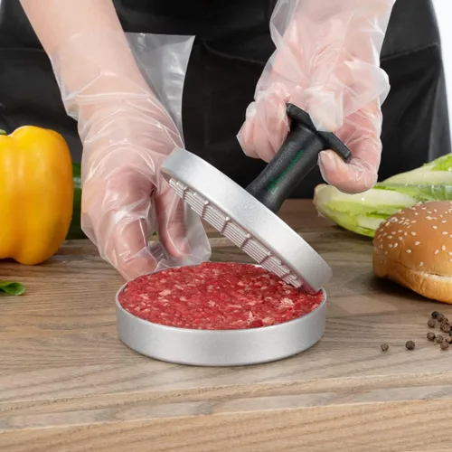 Vista 7 de Restaurantware Met Lux - Prensa de hamburguesas de 4.4 x 3.5 pulgadas, 1 máquina de hamburguesas antiadherente, resistente con asa, molde de prensa