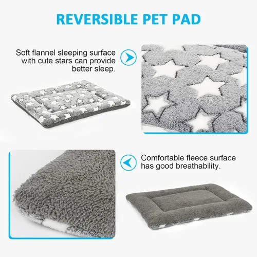 Vista 3 de Tapete de cama para perro, reversible, para perros medianos y pequeños, portátil y suave, lavable a máquina, para perrera de 24 pulgadas