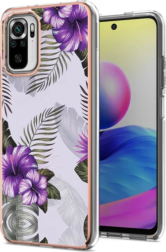 Vista 6 de XYX Funda para Xiaomi Redmi Note 10s, diseño de mármol brillante TPU IMD parachoques híbrido a prueba de golpes funda protectora para Redmi Note azul