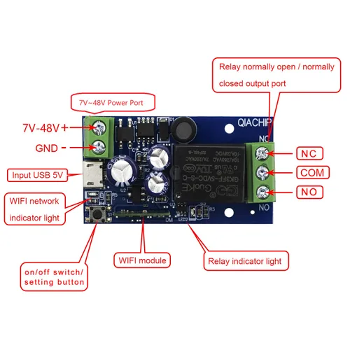 Vista 2 de Módulo de relé inteligente inalámbrico Ewelink WiFi USB 5V/12V/24V/48V, interruptor de encendido/apagado remoto autobloqueante, compatible con Alexa