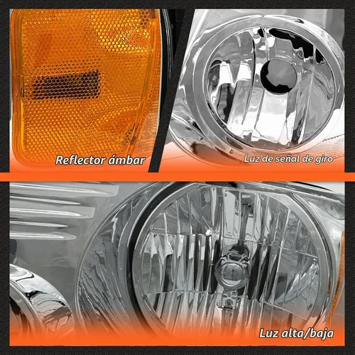 Vista 7 de Para faros delanteros Ford F150 2004-2008 Carcasa cromada Reflector ámbar de carcasa A-Chrome