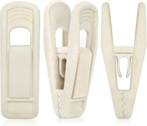 Vista 11 de TOFIIGREM Clips de terciopelo para perchas de terciopelo – 20 piezas de clip de terciopelo antideslizante beige para colgar faldas, clips de flocado