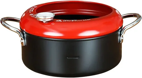 Sartén con termómetro Tempura Freidora Pot, Mini sartén profunda con escurridor Mini Sartén profunda con sartén de aceite 8 pulgadas