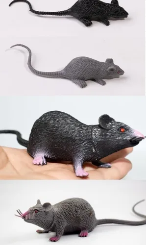 6 Pack Fake Rat Large Rubber Mice Realistic Plastic Prank Rats Halloween Props Scary Faux Mice for Pranks Practical Joke Gifts Party Decorations