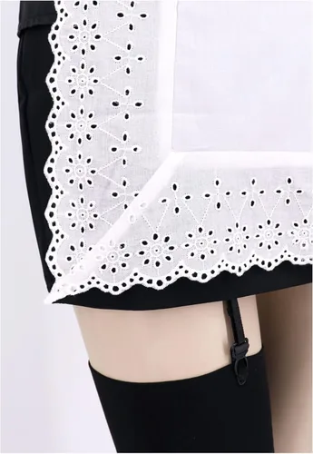 Vista 5 de C-ZOFEK Disfraz de sirvienta francesa delantal de encaje para Moira OHara Cosplay Halloween