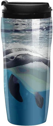 Vista 9 de Swimming Penguin Coffee Cup Hot Coffee Travel Mug Reusable Iced Coffee Cups Double Heat Insulation Coffee Mug with Leak-Proof Lid Stylish Travel Cup