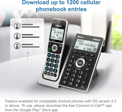 Vista 4 de VTech VS306-3 DECT 6.0 3 teléfonos inalámbricos para el hogar con Bluetooth, sistema de contestación, bloqueador de llamadas inteligente, anuncio