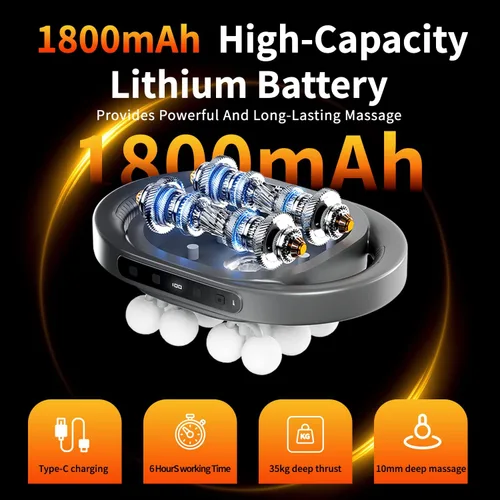 Vista 2 de Pistola de masaje de 16 cabezas, masajeador de percusión de tejido profundo para aliviar el dolor, masajeador muscular eléctrico de mano, espalda