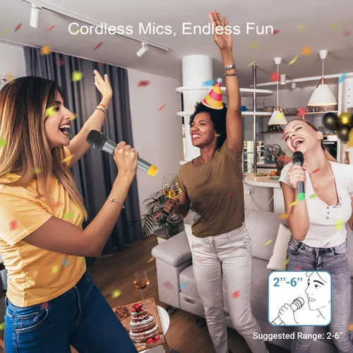 Vista 8 de FIFINE Micrófono de mano inalámbrico UHF de doble canal, fácil de usar, sistema inalámbrico para karaoke K036