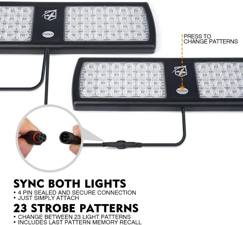 Vista 3 de Xprite - Luces estroboscópicas azules 2 en 1 para visor interior, parabrisas, luces de advertencia de emergencia para vehículos de policía