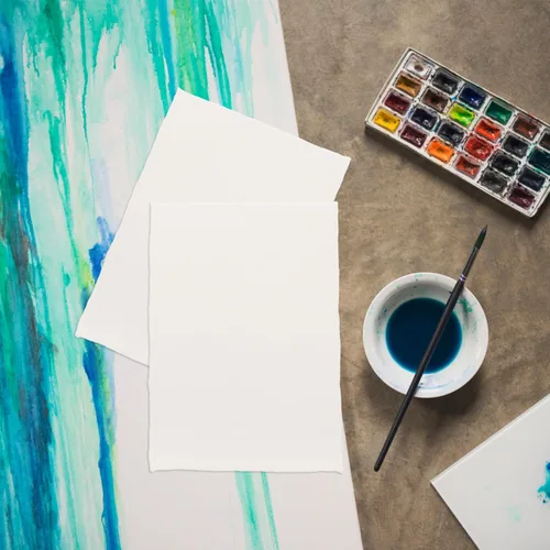 Vista 9 de NIYANGLE Handmade Watercolor Paper with Deckled Edge Textured Cotton Watercolor Sheets 101x152mm 20-Sheet Pack for Artists and Crafts White Painting