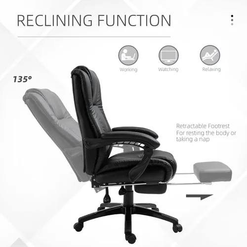 Vista 7 de Executive High Back Office Chair Executive Computer Desk Chair with PU Leather, Adjustable Height and Retractable Footrest, Black