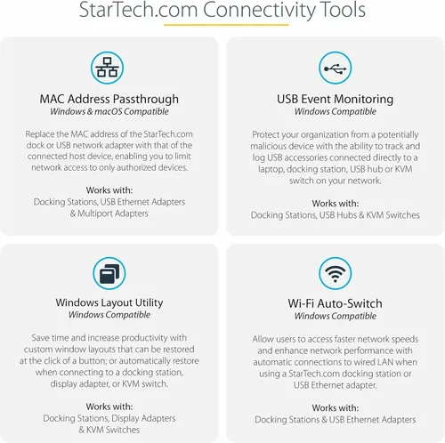 Vista 5 de StarTech.com Base USB-C USB-A - Estación de acoplamiento universal USB 3.0 híbrida para portátiles USB-C o USB-A - Monitor dual 4K 60Hz