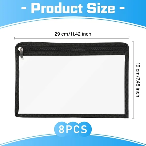 Vista 2 de Bolsas transparentes con bolsas con cremallera, bolsas de plástico reutilizables para lápices, organizador de almacenamiento de lápices con bordes