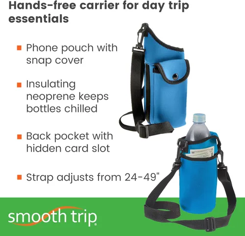 Vista 3 de Smooth Trip AquaPockets - Soporte para botella de agua, bolsa aislante de neopreno con bolsa para teléfono y correa ajustable para caminar