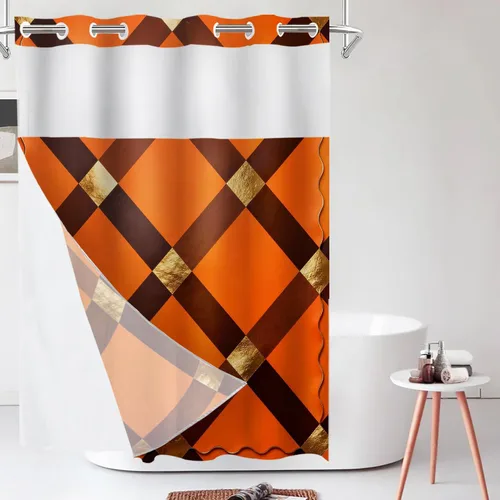 Vista 679 de Shrahala Father and Child Embracing No Hooks Shower Curtain with Snap in Liner Set, Tender Moment Captured Bathroom Décor Polyester Fiber Waterproof