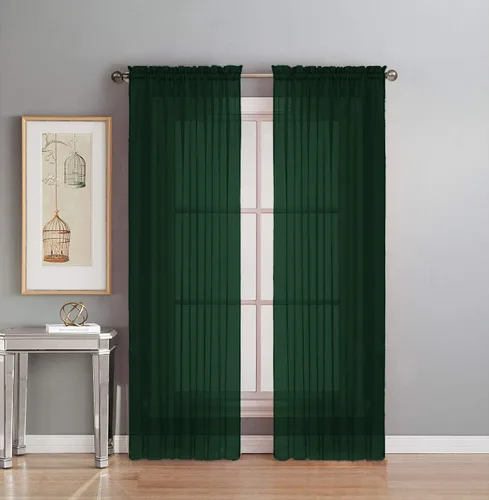 Vista 6 de Interior Trends Juego de 2 paneles de cortina de gasa transparente totalmente cosidas para ventana con cortinajes (63 pulgadas de largo, ladrillo)