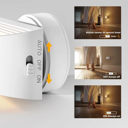 Vista 4 de L LOHAS LED Luz nocturna con sensor de movimiento, luces recargables para escaleras interiores, luz portátil con sensor de movimiento blanco cálido