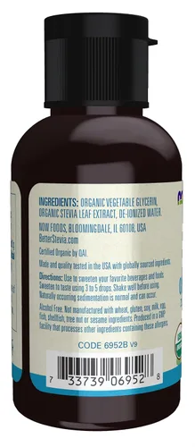 Vista 3 de Edulcorante líquido Better Stevia de NOW Foods, con glicerina, 2 fl oz