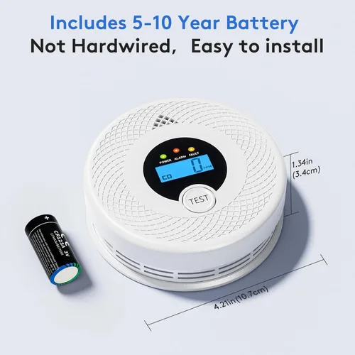Vista 5 de Paquete de 3 detectores de humo Wi-Fi detector de monóxido de carbono combinado con notificaciones de aplicación, botón de prueba/silencio, detector