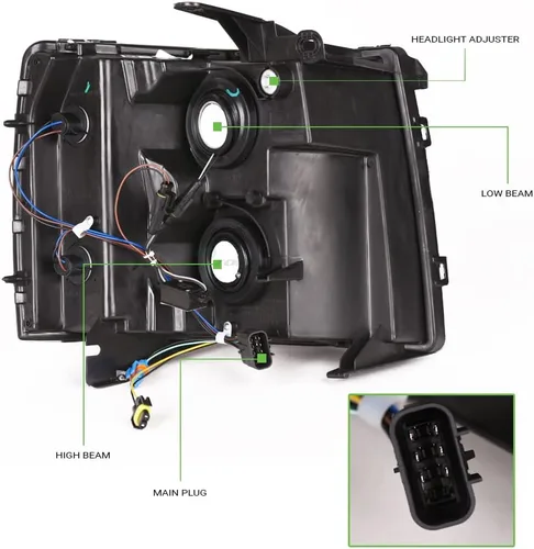 Vista 4 de 7422441821830 Compatible con Chevy Silverado 2007-2013 1500/2007-2014 2500 3500 HD DRL LED Strip Bar Faros delanteros con reflector ámbar
