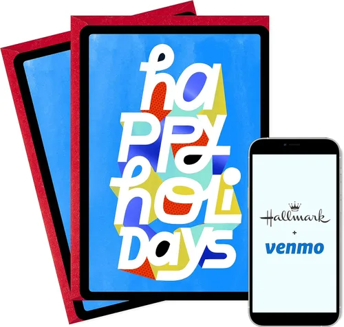Tarjetas de felicitación de Navidad Hallmark y Venmo (2 tarjetas con sobres) Felices fiestas de Hallmark Marketing Company, LLC (Office)